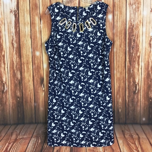 Dresses & Skirts - Haani Navy Floral Gold Hardware Cutout Shift Dress